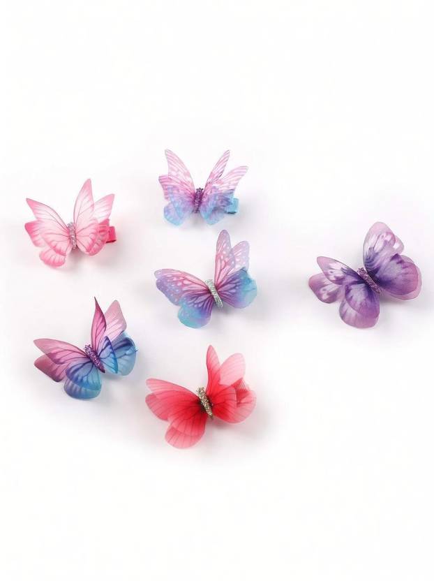 AshandRoh Realistic Butterfly Hair Clips, 3D Colorful Mesh Clips, Glitter Barrettes Hair Clip