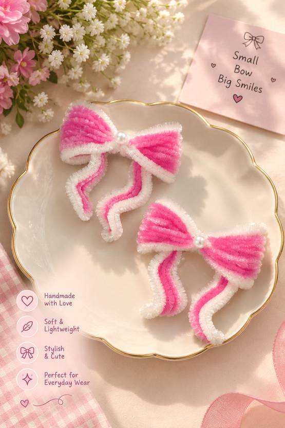 BloomingPetals Baby pink nad white pipe-cleaner hair clip Hair Clip