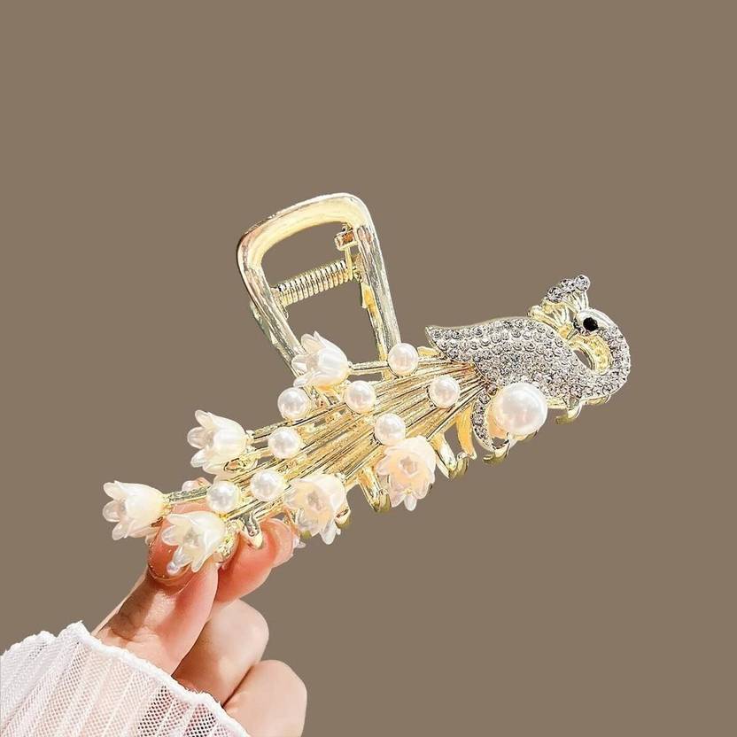 VANYALIFESTYLE Golden Peacock Hair Clutcher Hair Claw Clips for Girls and Women Hair Claw Hair Clip