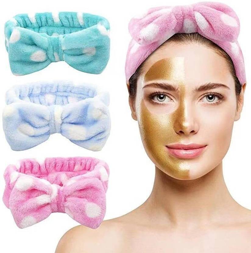 locklux Pack of 3 Cute Dot Print Fur Warm Facial Bands Girls&Women Fancy Style Bands Head Band