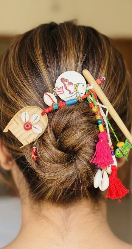 Soundarya boutique Women beautiful tassel ethnic laxmi kulo wood bun hair pin Bun Stick