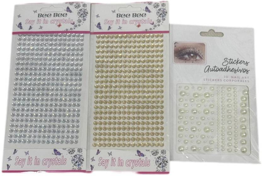 TressAura Crystal Embellishment Stickers (Pack of 3) Hair Tattoo/Sticker