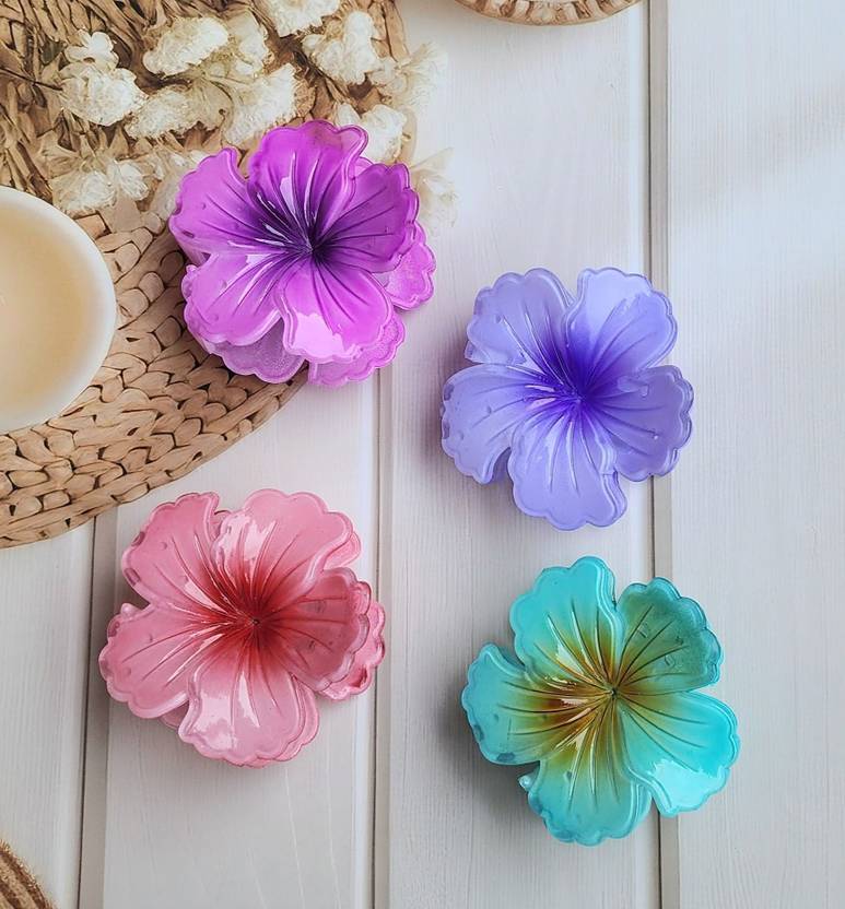 Glitchez Flower Hair Clutcher Set for Women & Girls|Stylish Hair Accessories|Pack of 4| Hair Clip