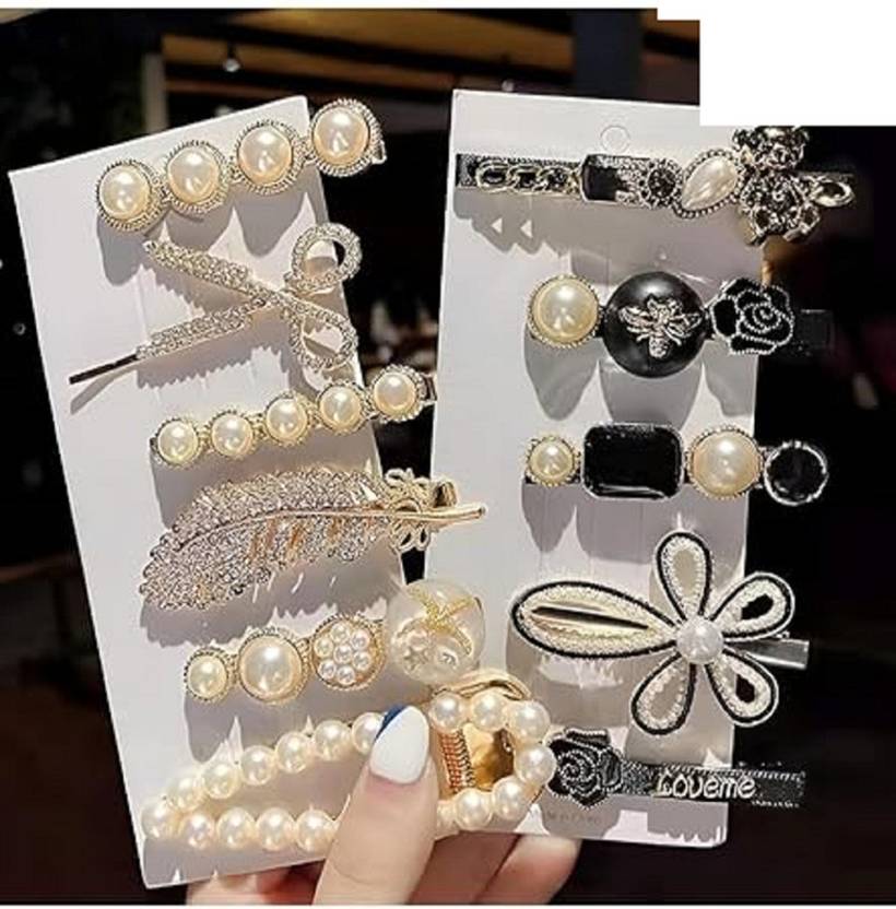 louis india Korean Fashion Style Pearl Rhinestone Metal Hair Clips Hair Pin Stylish 11 Pcs Hair Accessory Set