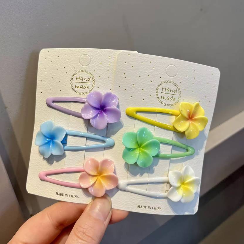 locklux Colorful Tulip Flower Metal Tictac Hair Pins Accessory Set Girls&Kids Side Clips Tic Tac Clip