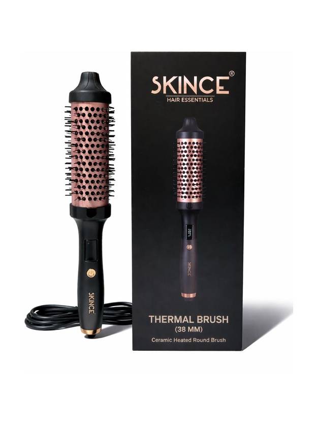 skince 3 in 1 Volumising,Curling & Straightening- All In One 38mm Round Brush