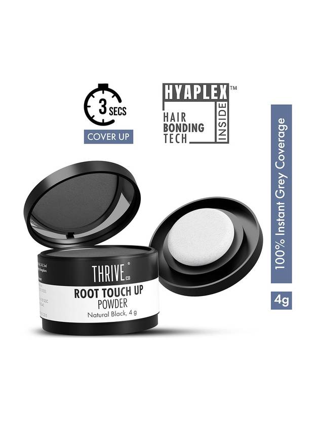 ThriveCo Root Touch-Up Powder | Hairline Cover up Powder for Greys & Bald Spots , Natural Black