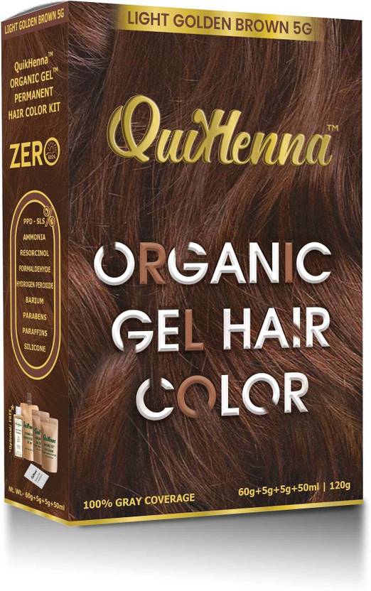 QuikHenna Damage Free Organic Gel Hair Color Light Golden Brown 5G 120g , Light Golden Brown