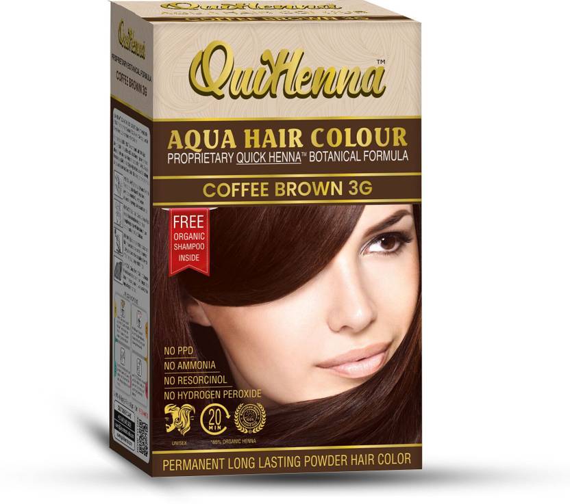 QuikHenna Organic Aqua Powder Hair colour- 3G Coffee Brown 110gm , Coffee Brown