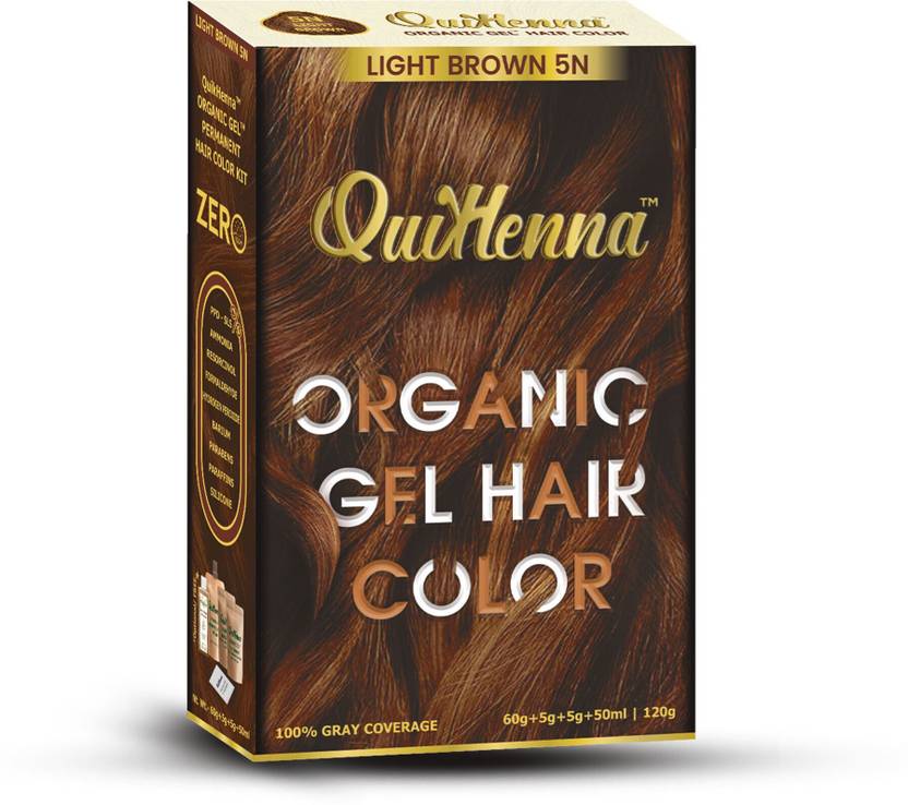 QuikHenna PPD & Ammonia Free Organic Gel Permanent Hair Colour for Men & Women , 5N Light Brown