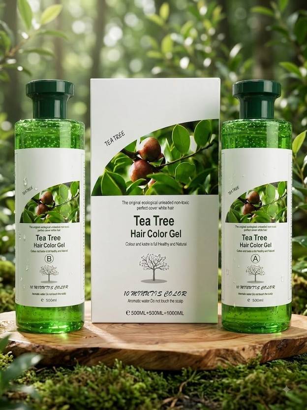 Veronni I Tea Tree Hair Color Gel 500ml + 500ml | Easy Application Hair Coloring Gel , BLACK