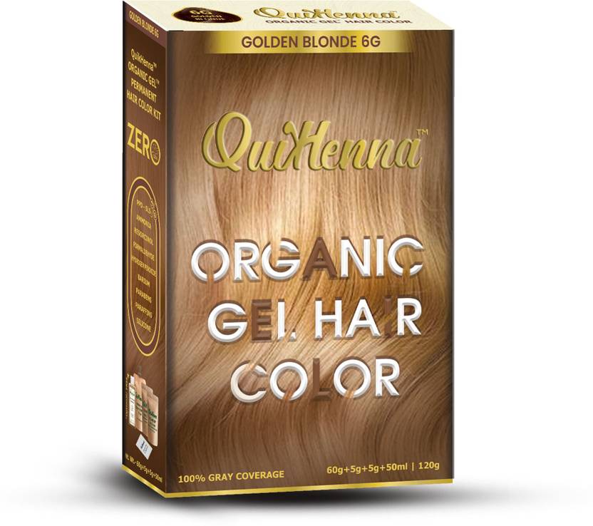 QuikHenna PPD & Ammonia Free Organic Gel Permanent Hair Colour for Women , 6G Golden Blonde