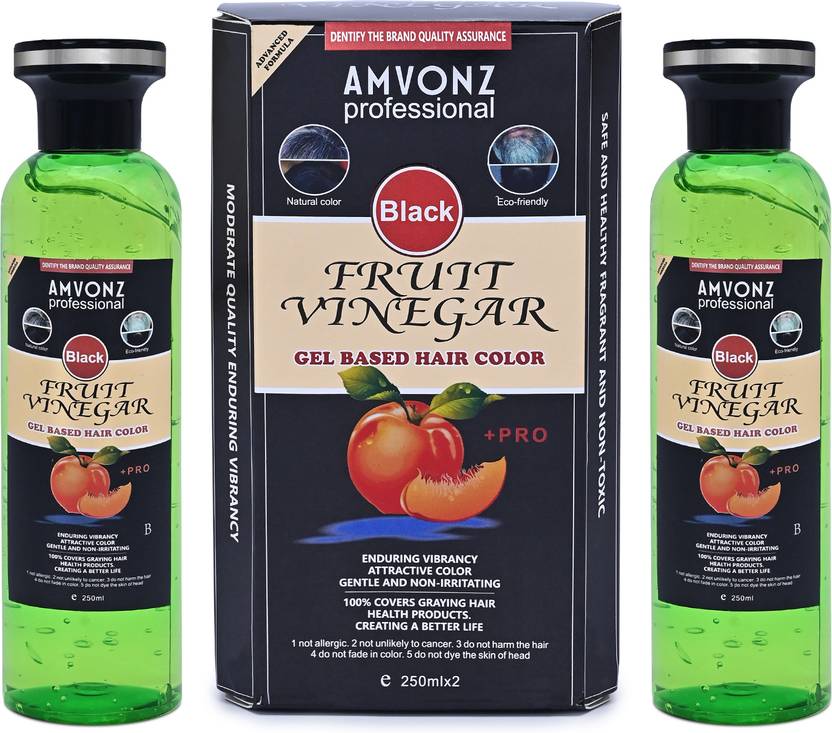 AMVONZ Fruit Vinegar Gel Hair Colour Black, Grey Hair Coverage, 500 ml ,  Black