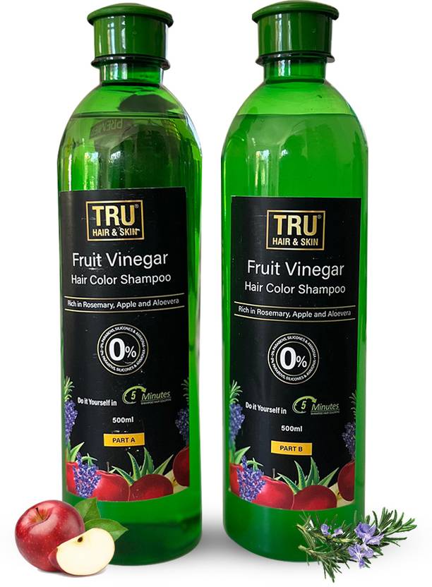 TRU HAIR & SKIN Fruit Vinegar Natural Black Colour Dye1000ml , Black