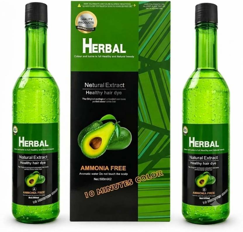 Veronni Herbal Natural Extract Hair Dye – Ammonia-Free Color, 500ml × 2 Pack (1000ml) , Black
