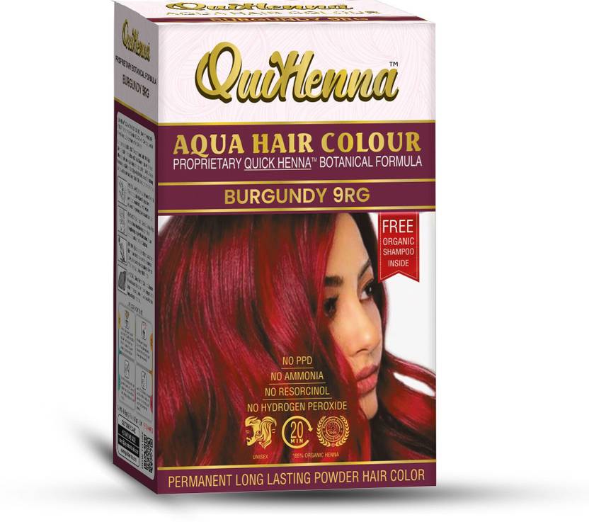 QuikHenna Organic Aqua Powder Hair colour- 9RG Burgundy 110gm , Burgundy