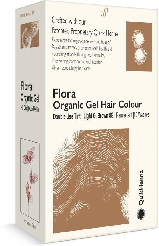 QuikHenna Flora Double Use Tint Organic Gel Hair Color – Light Golden Brown , 5G