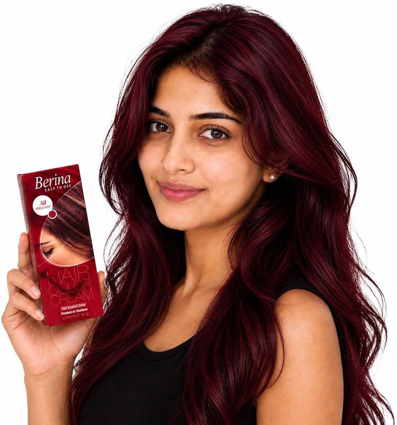 Berina Hair Color Cream Burgundy, Rich Vibrant Shade, Long Lasting , Bergundy