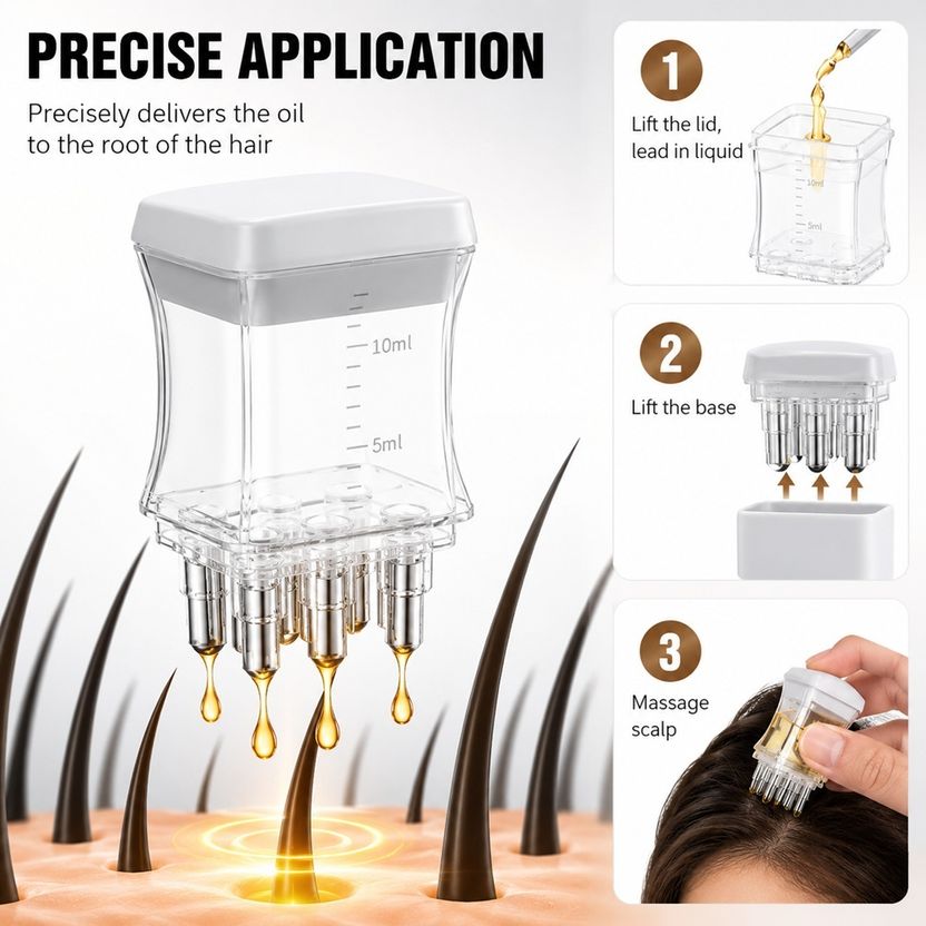 RUTPI Transparent Square Hair Oil Applicator - Image 2