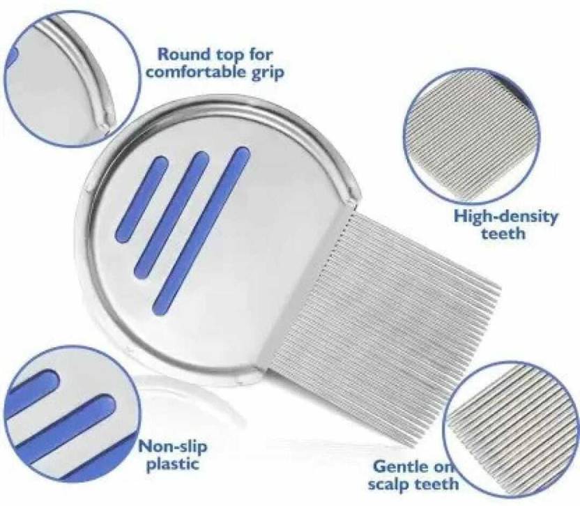 MakeuPia Stainless Steel Metal Head Hair Lice Comb For human & Pets