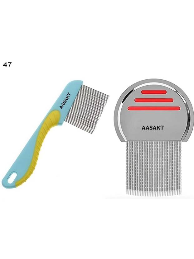 AASAKT Premium Steel Lice Egg Removal Comb with Long Handle for Men & Women