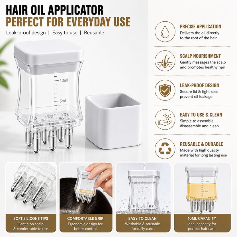 RUTPI Transparent Square Hair Oil Applicator - Image 5