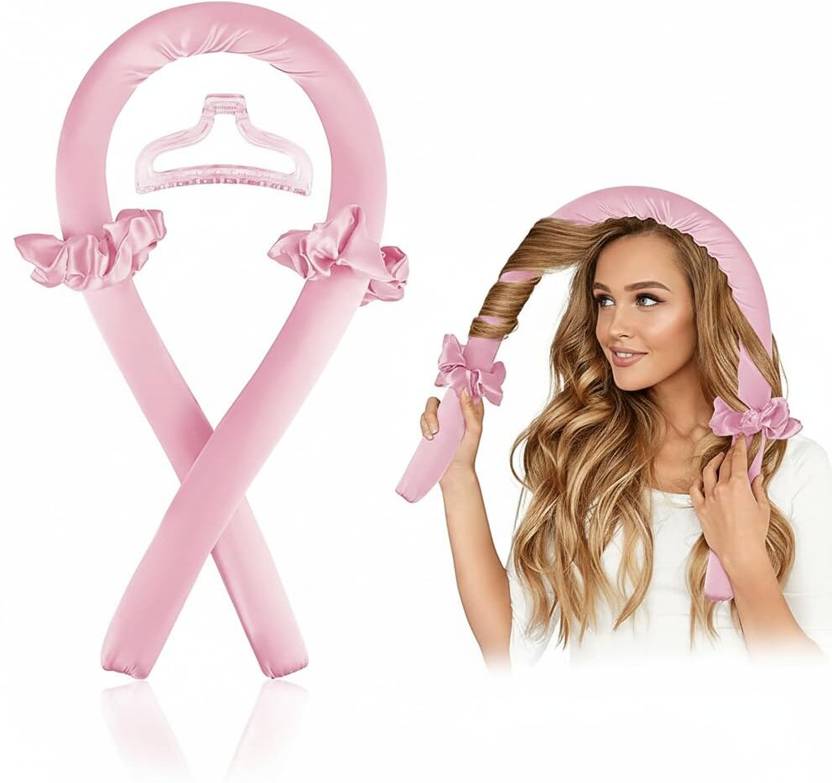 ASOMA Overnight Hair Curlers for Long Hair Natural Waves Frizz Free Curls Pink Hair Curler