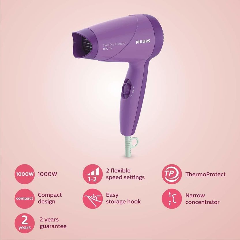 PHILIPS hp8100 Hair Dryer 1000W Purple - Image 4