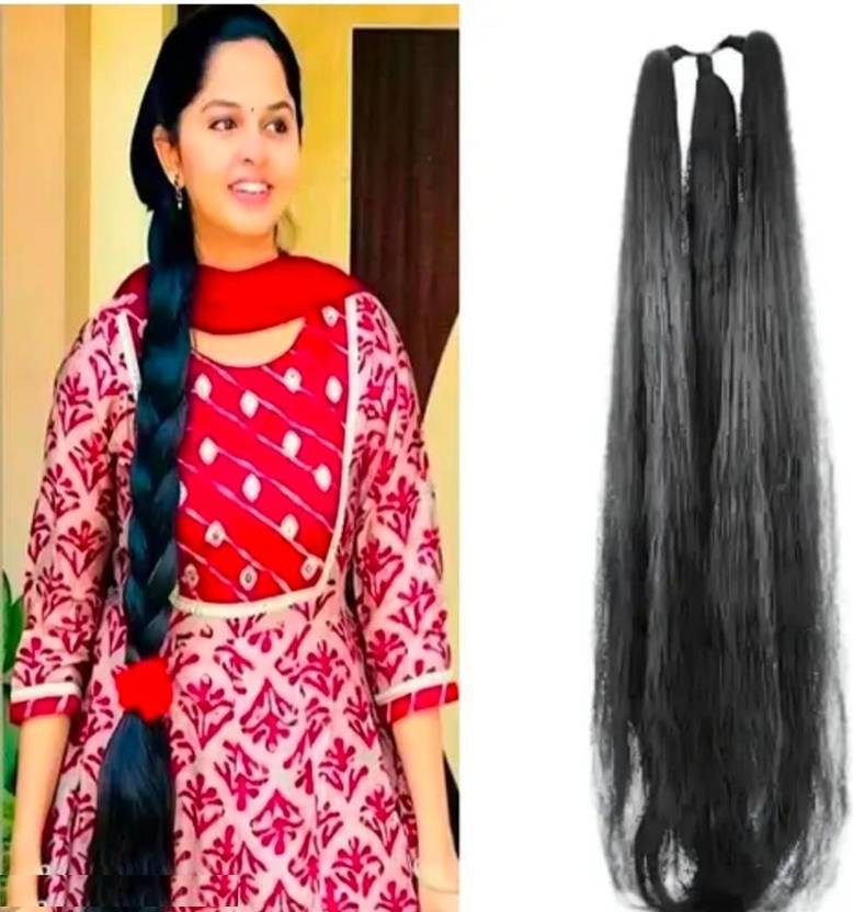 Blushia Black Color Nice Look Paranda Choti Colour 26 inch Instant Ready, (1 unit) Hair Extension
