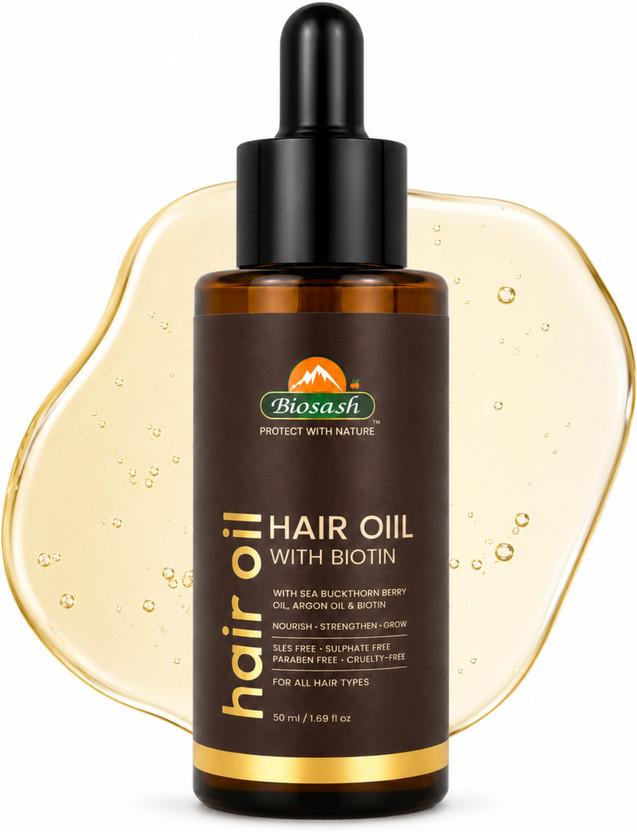 BIOSASH Sea Buckthorn Hair Oil With Argon Oil & Biotin for