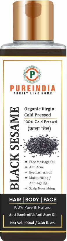 pureindia Black sesame Oil For Hair & Skin, Cold Pressed Oil | Til ka Tel | 100ml Hair Oil