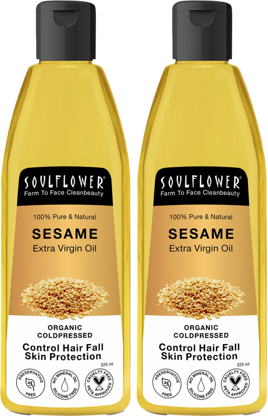 Soulflower Cold Pressed Sesame Oil, Enhance Hair Growth & Skin