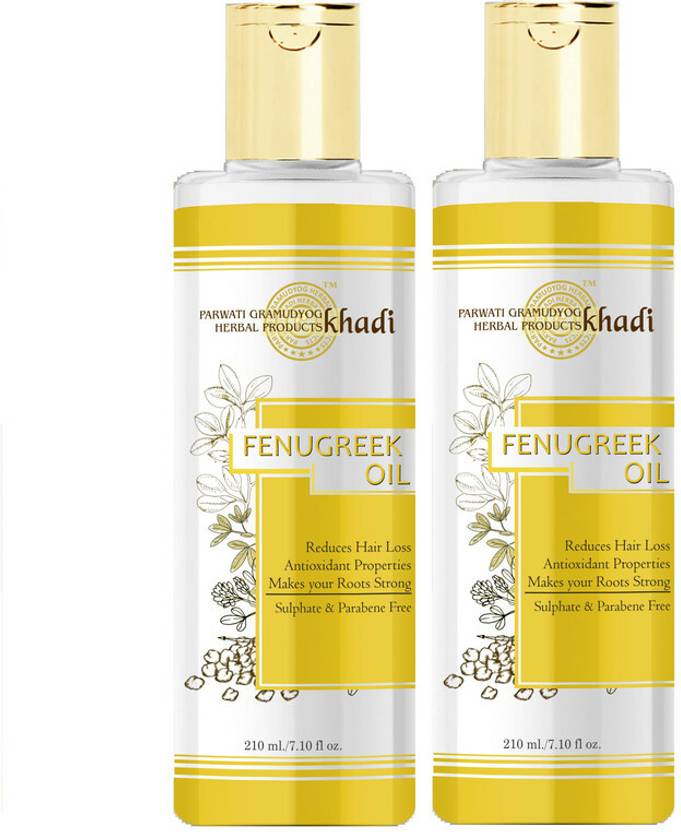 Parwati Gramudyog Herbal Products Khadi Fenugreek Oil Reduces Hair Loss and Makes your Roots