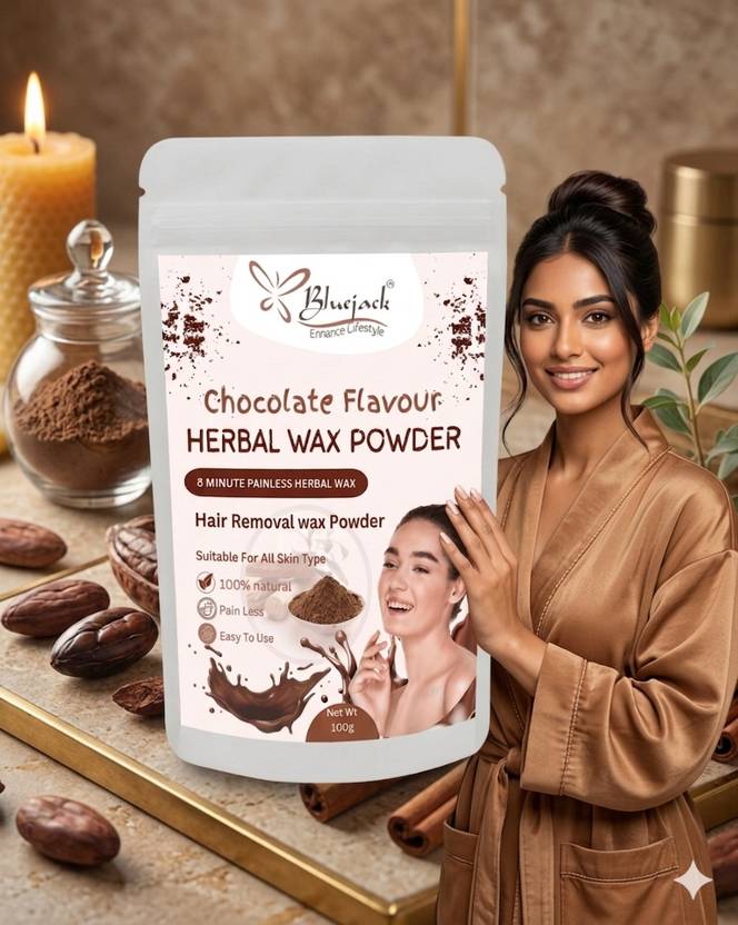 Bluejack Chocolate Flavour Herbal Wax Powder for Painless Hair Removal Wax