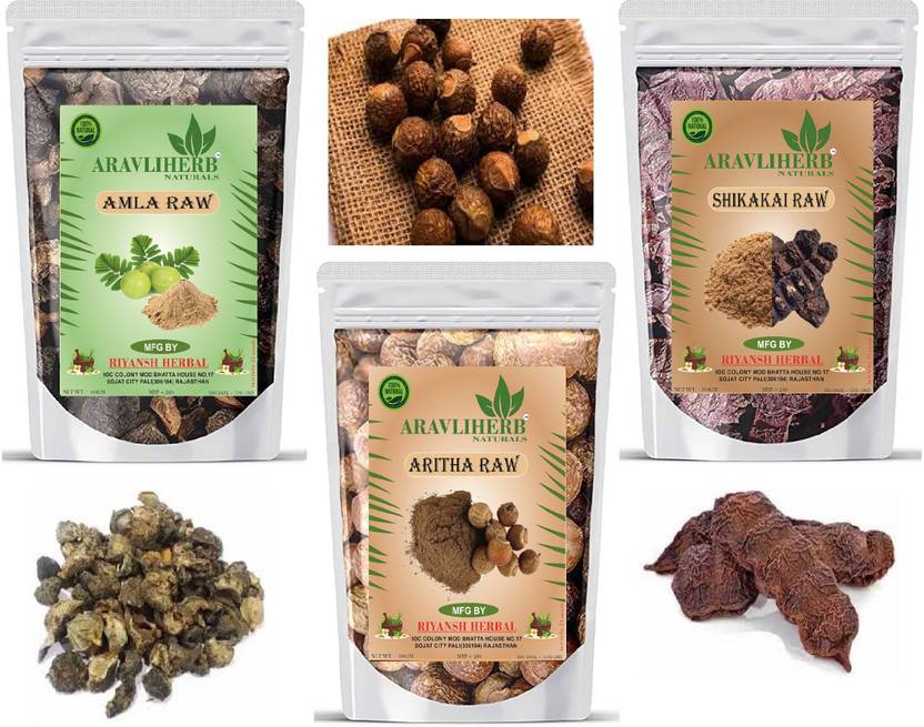 Aravliherb Natural Amla reetha shikakai raw For Hair Shampoo