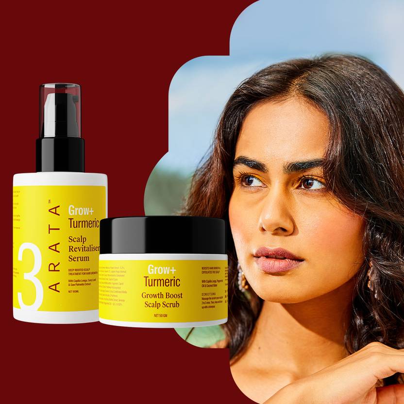 ARATA Turmeric Hair Growth EssentialsScalp Scrub & SerumReduce