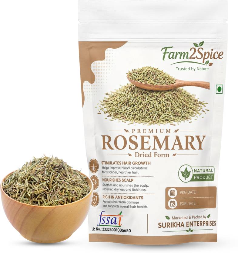 Farm2Spice 100% Natural Rosemary Dried Leaves | Culinary Raw for Cooking & Hair Growth