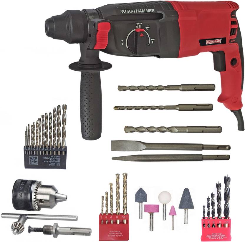 DUMDAAR DM26 1250W 26mm Hammer Machine with 5pc Hammer bit 5pc Stone