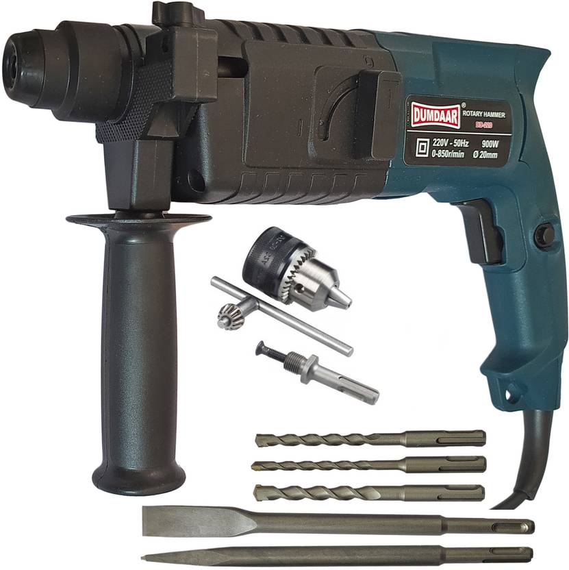 DUMDAAR DM20 900W 20mm Electric Hammer Machine with 3pc Hammer & 2pc Chisel bit and 13mm drill