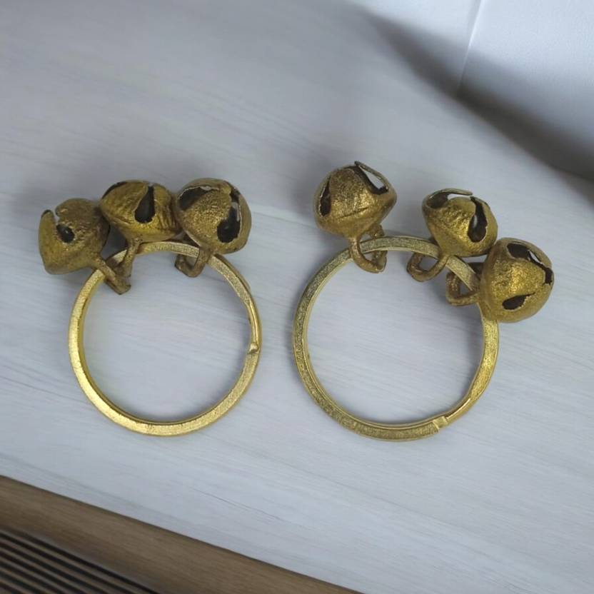 19th July Jewels Brass Ghungroo Kadi Golden Kirtan Clapping ghungroo.(pack of 2) Finger Cymbal