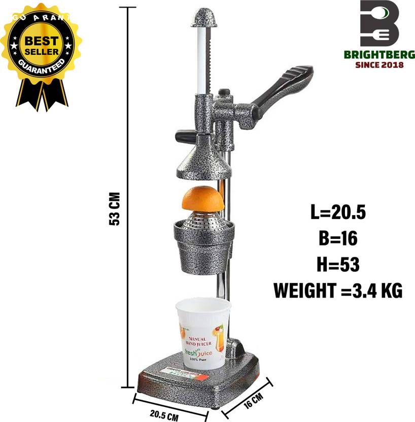 BRIGHTBERG Aluminium Hand Press Juicer Machine for Home|Manual Juicer for Fruits (Made In India) Hand Juicer