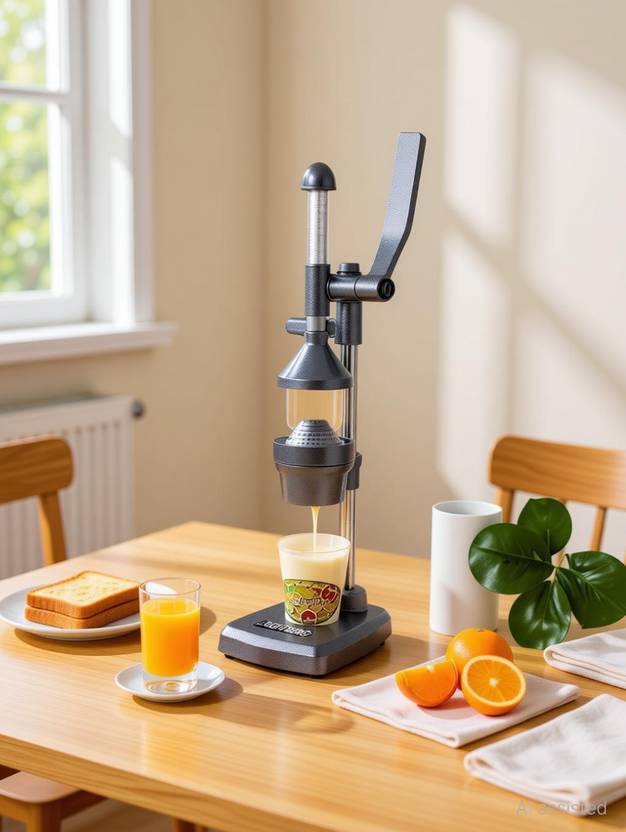 BRIGHTBERG Aluminium Hand Pressure Juicer/Fruits Juicer/Vegetable Juicer/Manual Hand Juicer | Himalayan Aluminum Hand Press Citrus Juicer with hand grip, All Metal body Big, Silver, powder coated Hand Juicer