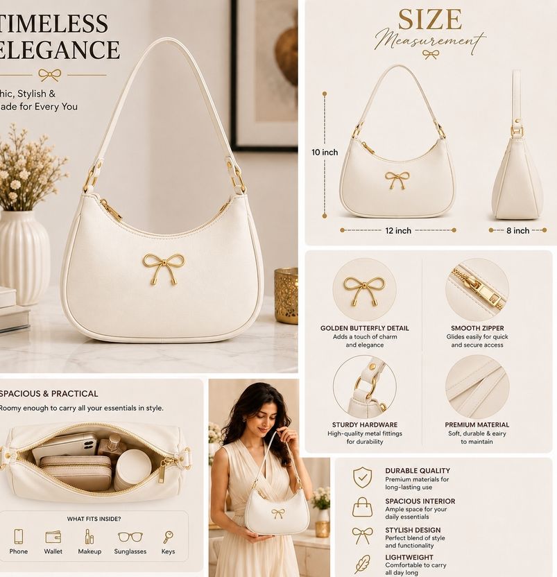 Nexivo Women White Hobo Bag - Image 3