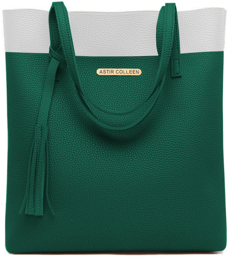 Tote Zipper - Green & White