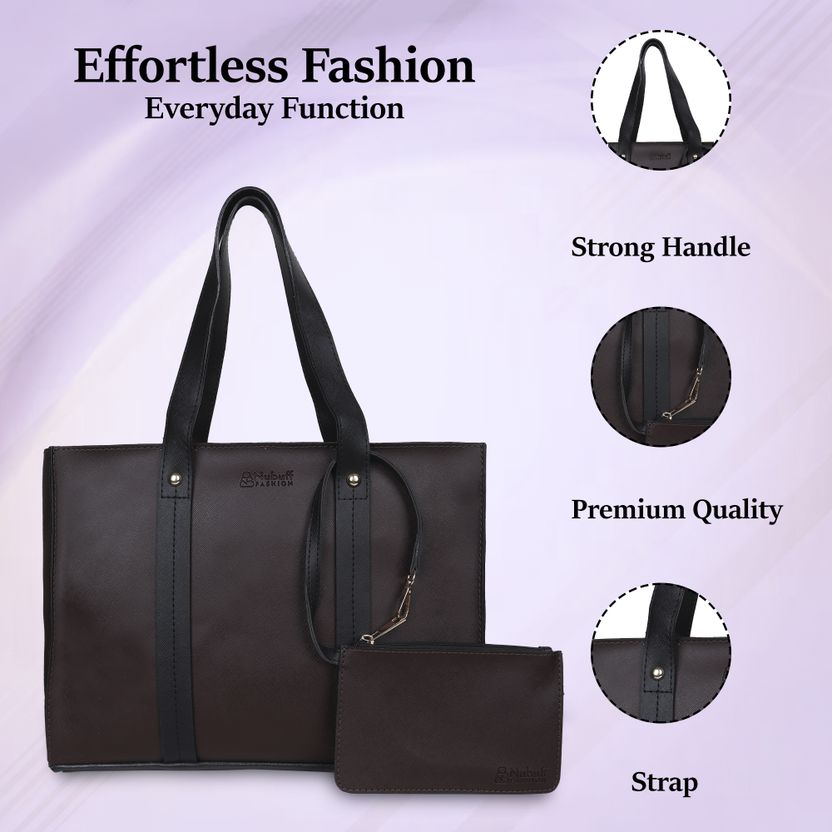 nubuff Women Brown, Black Tote - Image 5