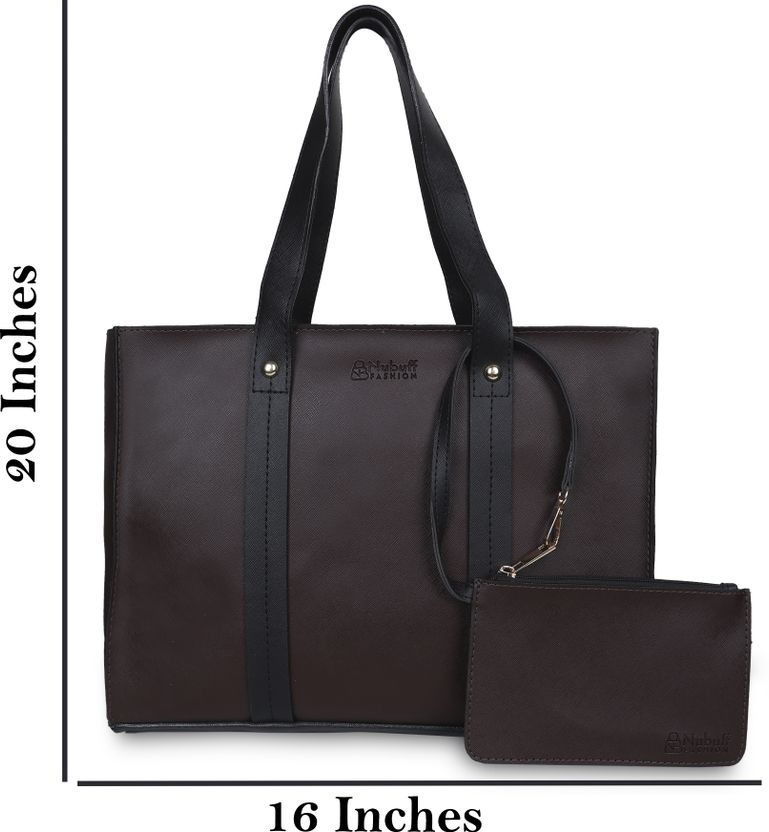 nubuff Women Brown, Black Tote - Image 7