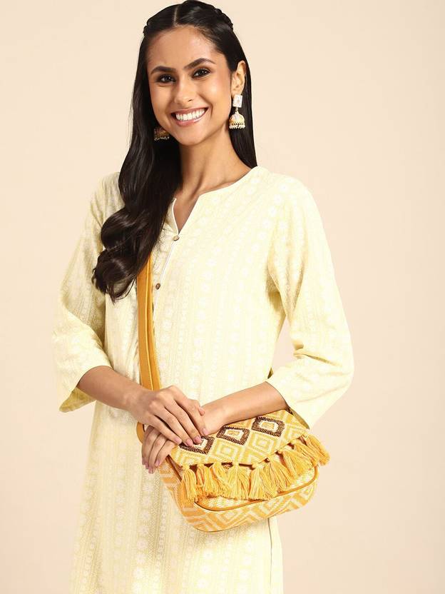 Sangria Women Yellow Sling Bag