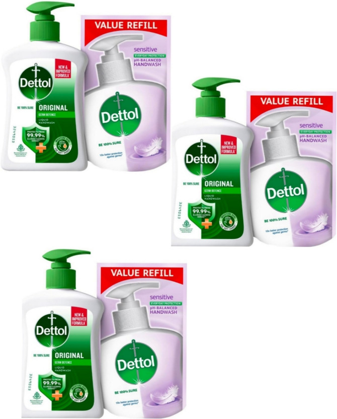 Dettol Liquid original hand wash pump relief 600 ml with 525 ml
