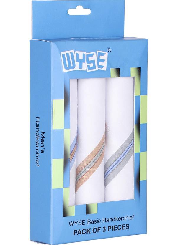 WYSE BASIC HANDKERCHIEF PACK OF 3 ["White"] Handkerchief