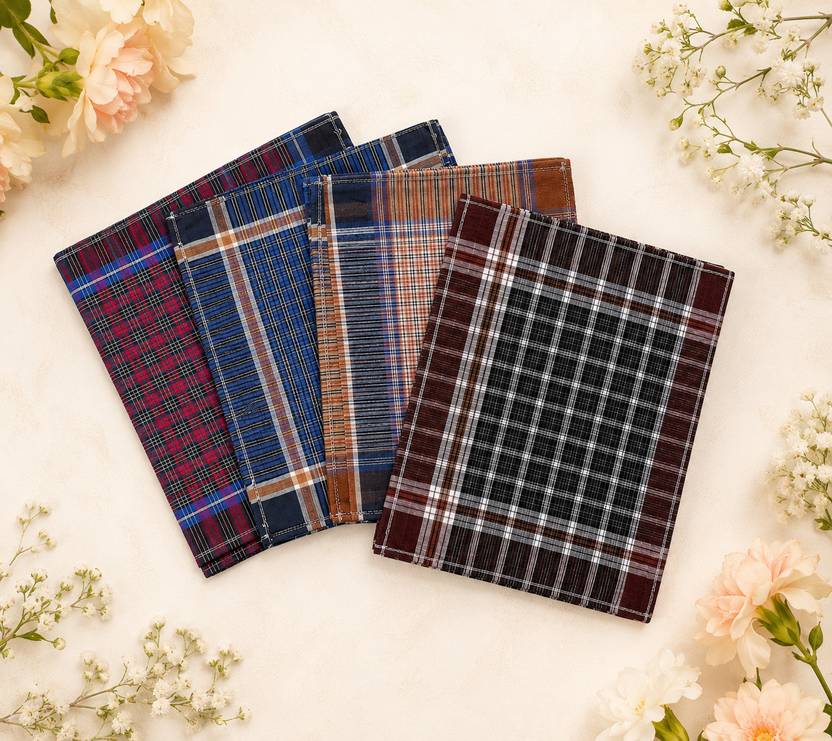 BLACKTANK Premium Checked Handkerchiefs for Men ["Multicolor"] Handkerchief